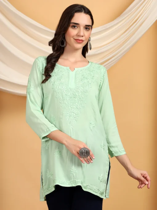 Chikankari Grace Modal Kurti - Image 2