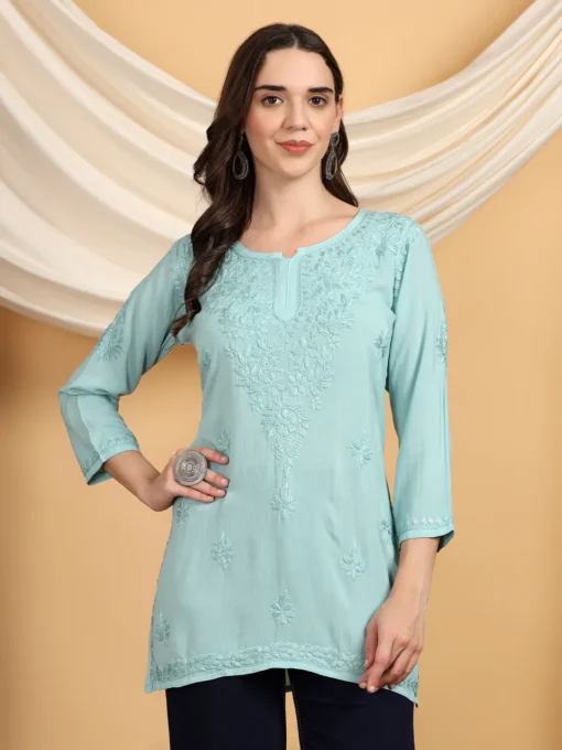 Chikankari Grace Modal Kurti - Image 3