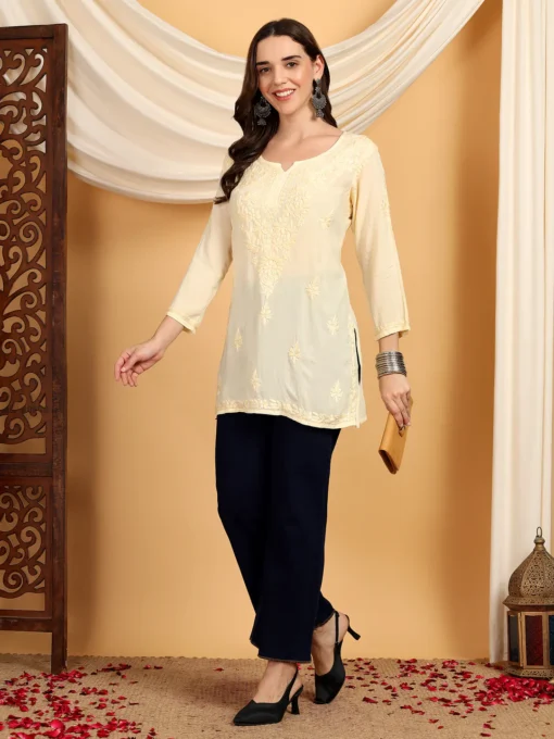 Chikankari Grace Modal Kurti - Image 7