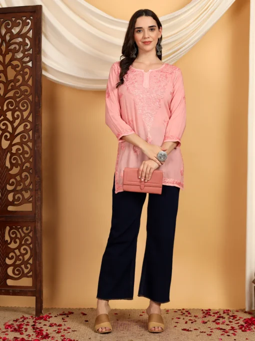 Chikankari Grace Modal Kurti - Image 8