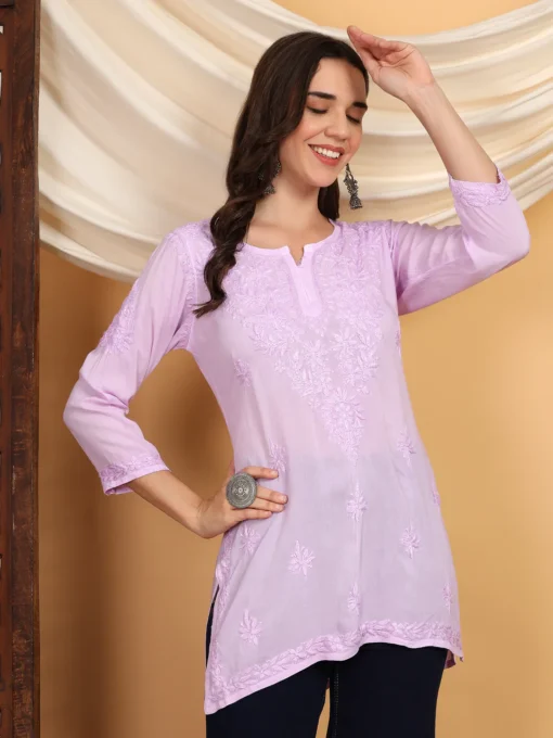Chikankari Grace Modal Kurti - Image 4