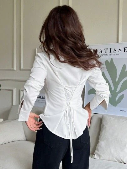 Solid Corset Style Shirt - Image 4