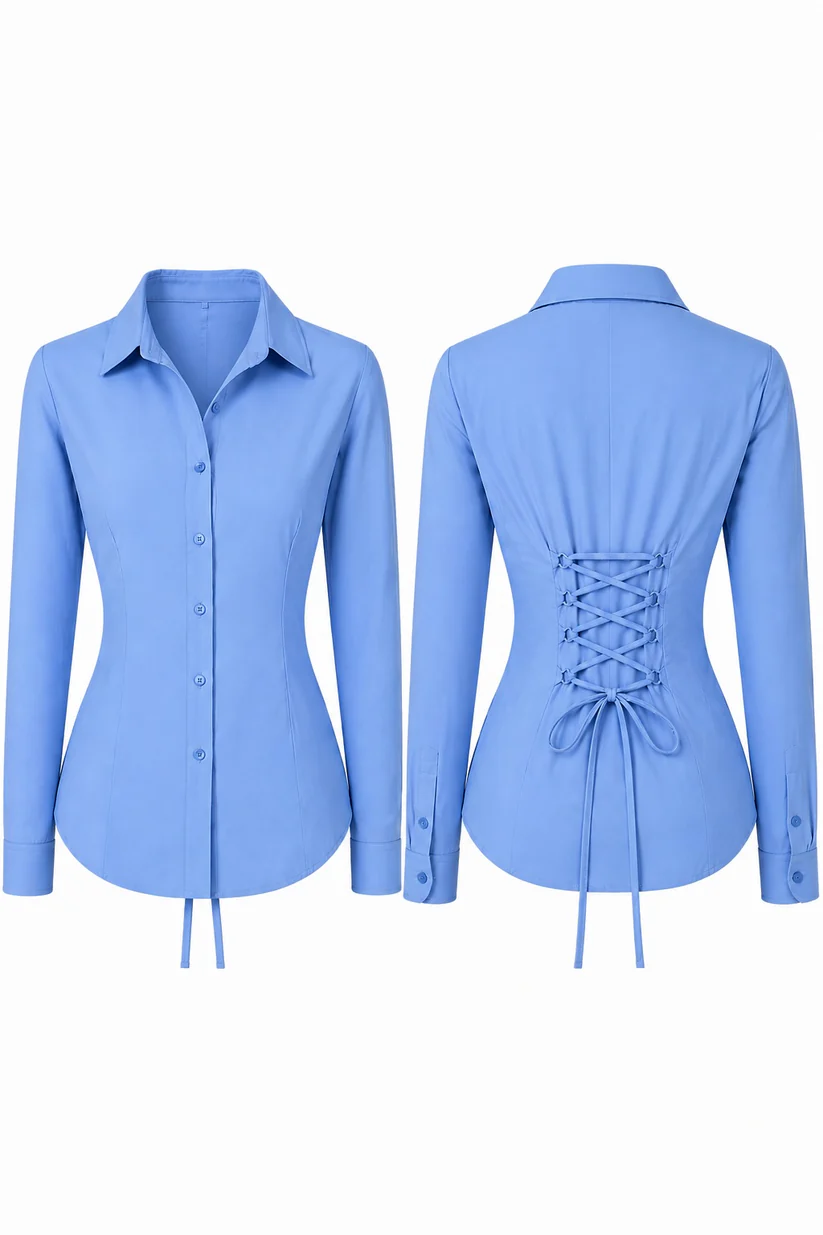 Solid Corset Style Shirt - Image 9