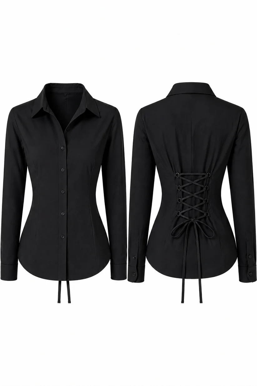 Solid Corset Style Shirt - Image 3